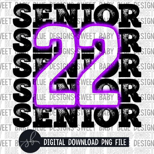 Senior 22- Neon purple - 2022 - PNG file- Digital Download