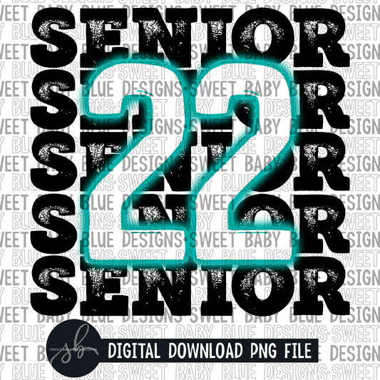 Senior 22- Neon teal - 2022 - PNG file- Digital Download