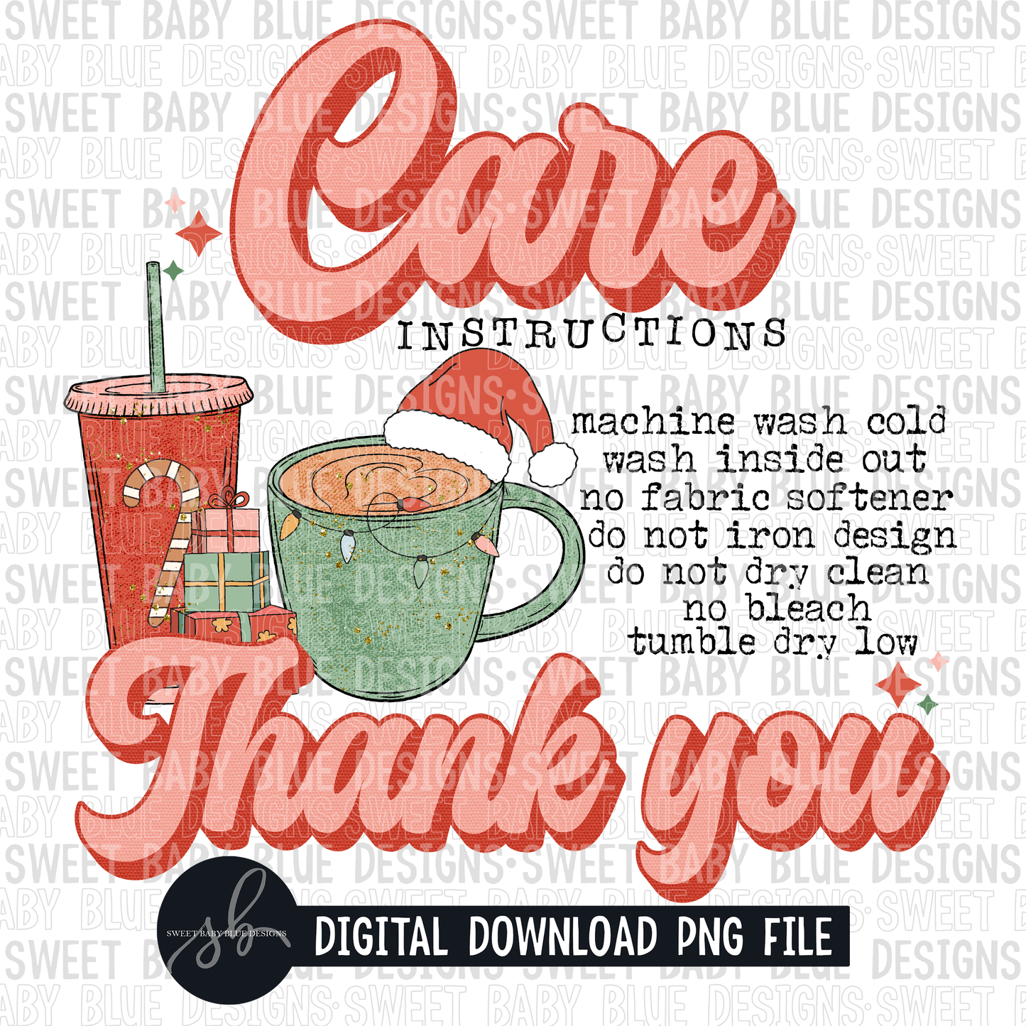 Shirt care instructions- Christmas- 2022 - PNG file- Digital Download