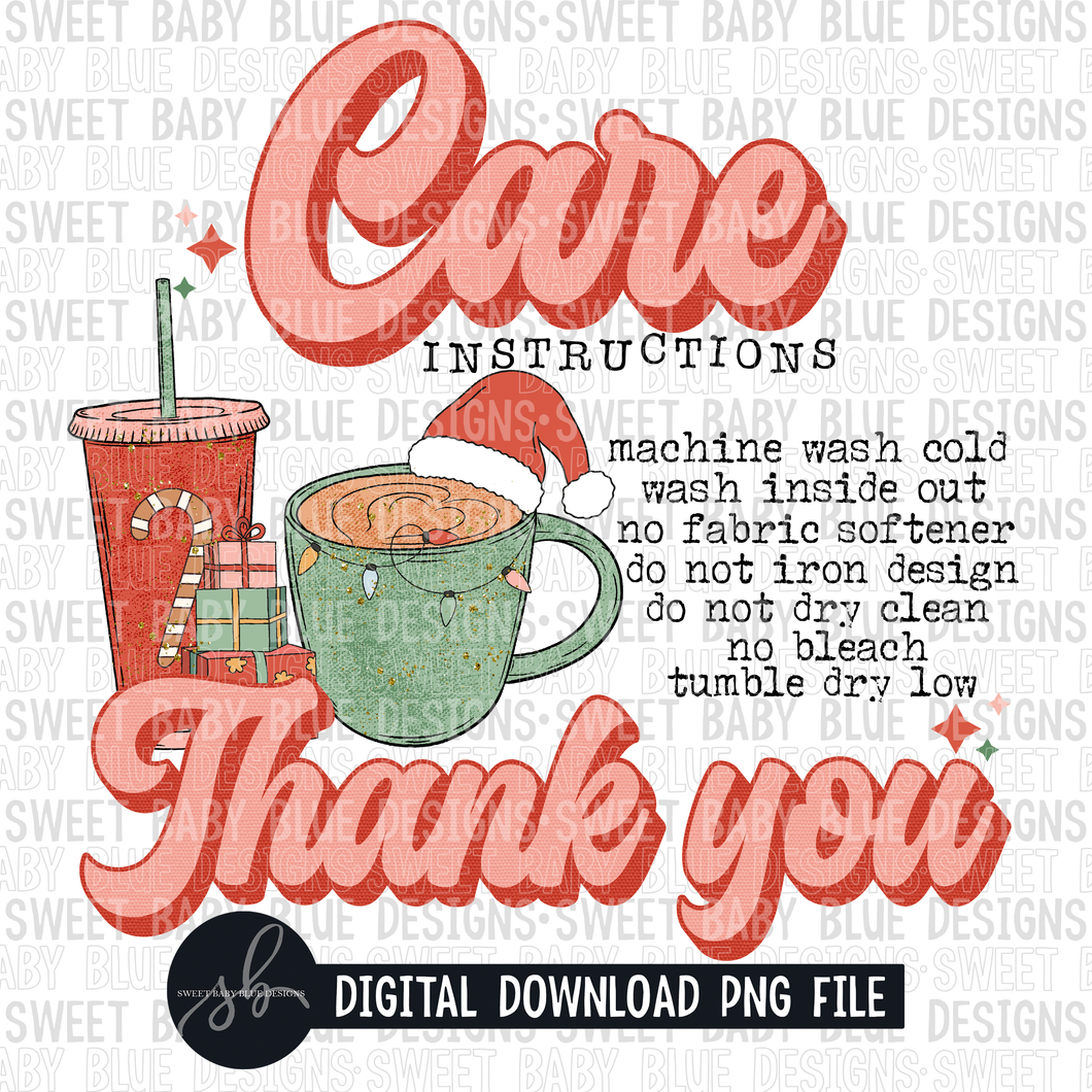 Shirt care instructions- Christmas- 2022 - PNG file- Digital Download