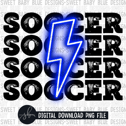 Soccer- Blue bolt- 2022 - PNG file- Digital Download