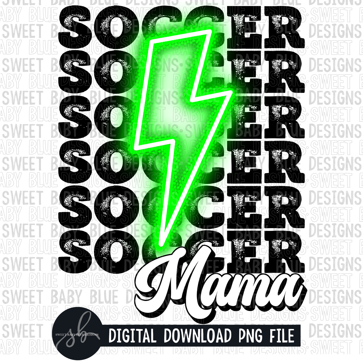 Soccer mama- Green bolt- 2022- PNG file- Digital Download