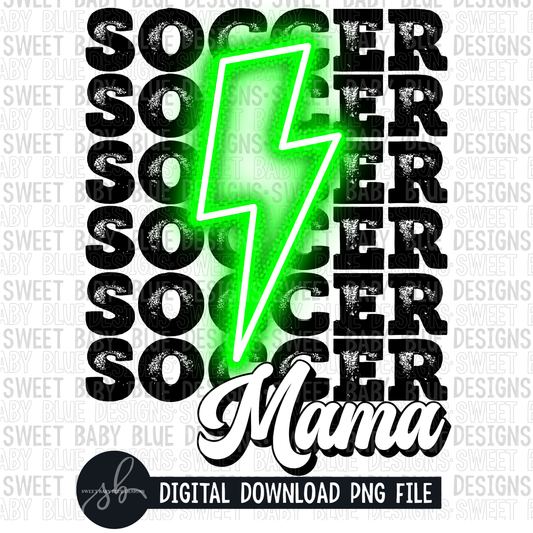 Soccer mama- Green bolt- 2022- PNG file- Digital Download