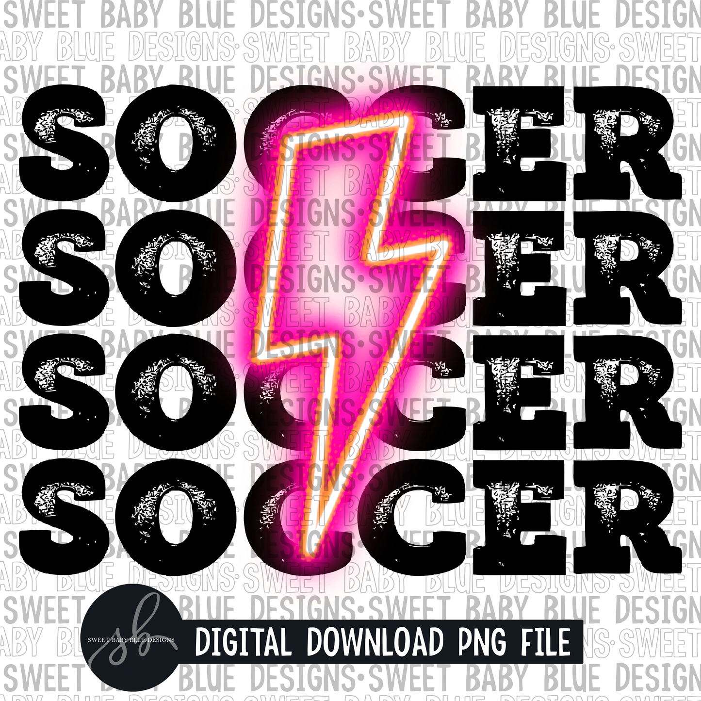 Soccer- Pink bolt- 2022 - PNG file- Digital Download