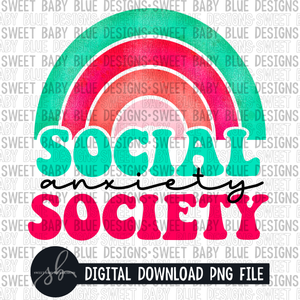 Social anxiety society- Rainbow - 2022 - PNG file- Digital Download