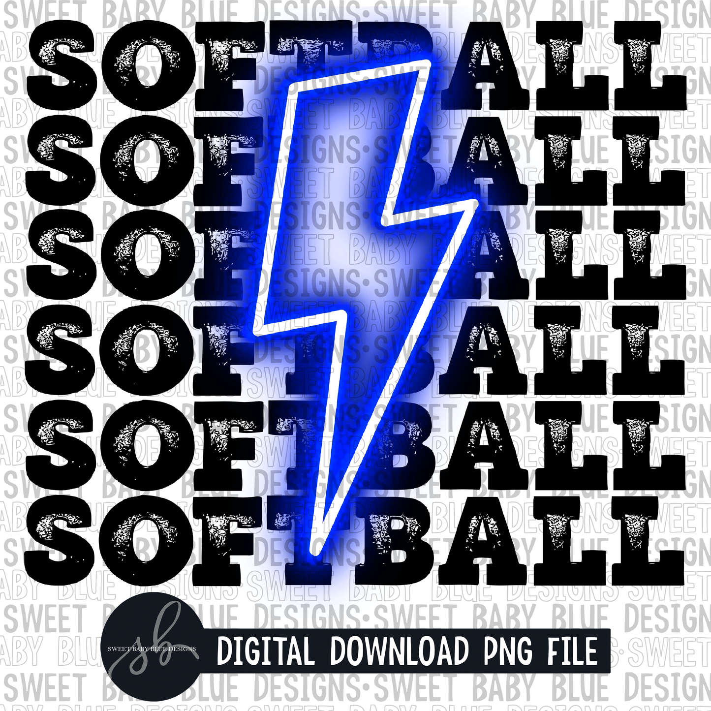 Softball- Blue bolt- 2022 - PNG file- Digital Download