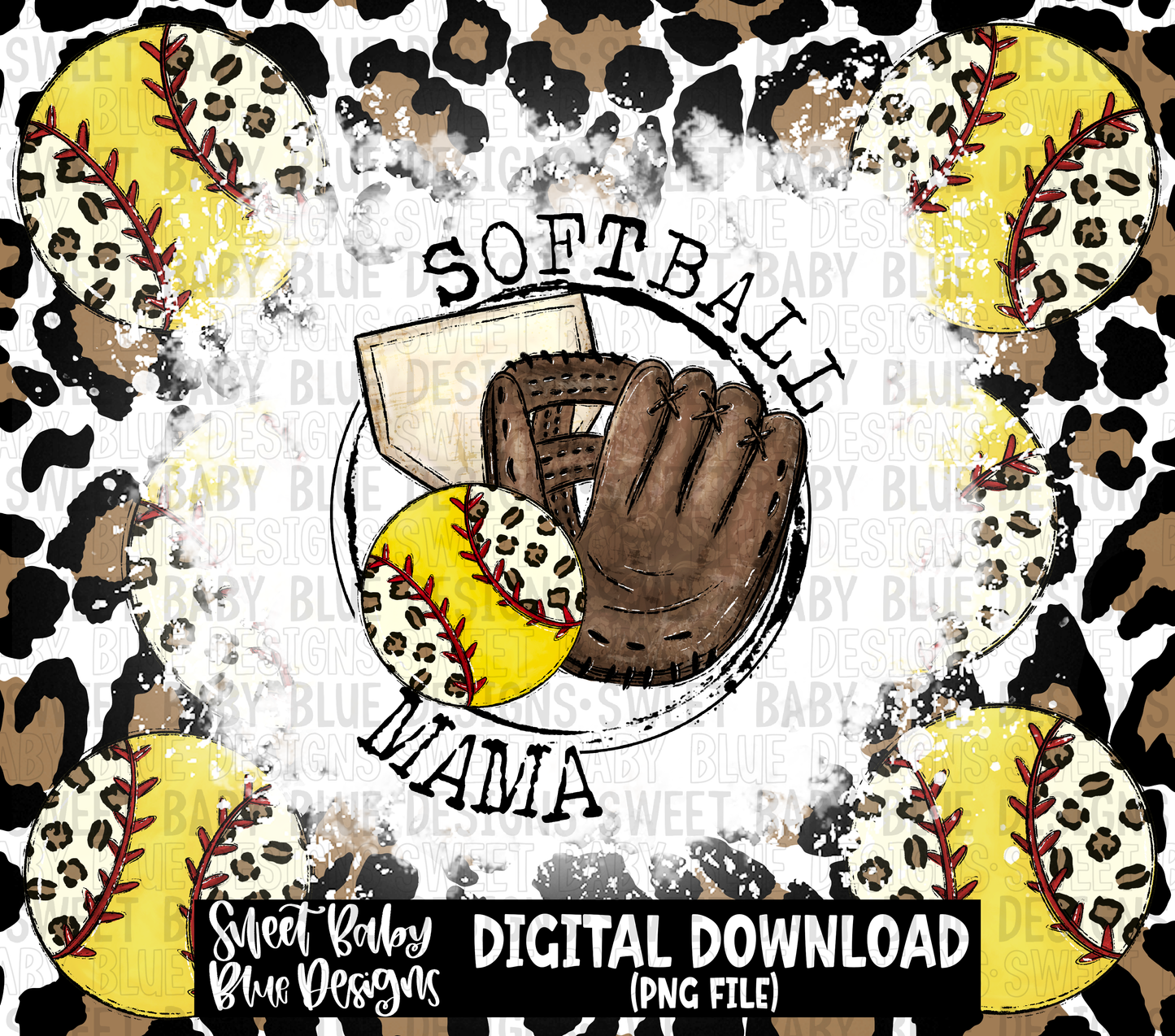 Softball mama- Leopard- 20 oz. skinny tumbler- 2023 -PNG file- Digital Download