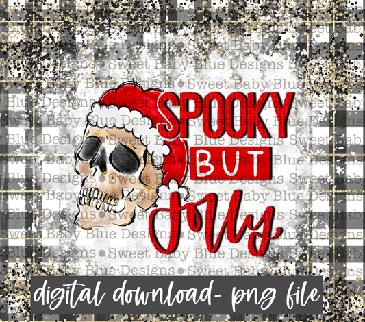 Spooky but Jolly- 20 oz skinny Tumbler- Buffalo plaid - Christmas -PNG file- Digital Download