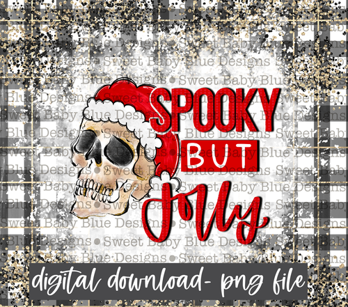 Spooky but Jolly- 20 oz skinny Tumbler- Buffalo plaid - Christmas -PNG file- Digital Download