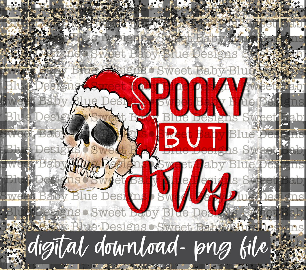 Spooky but Jolly- 20 oz skinny Tumbler- Buffalo plaid - Christmas -PNG file- Digital Download