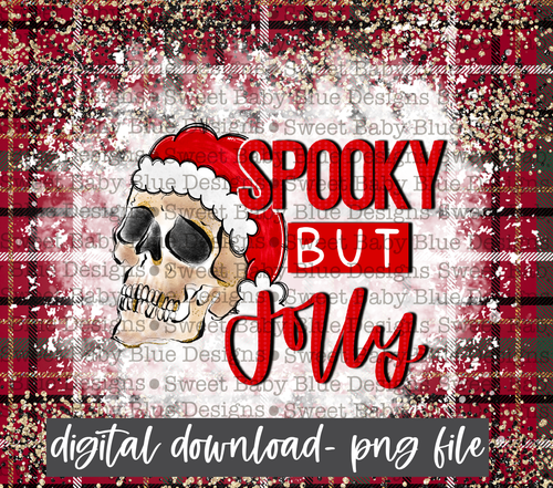 Spooky but Jolly- 20 oz skinny Tumbler- red plaid - Christmas -PNG file- Digital Download