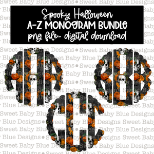 Spooky Halloween monogram bundle - 2021- PNG file- Digital Download