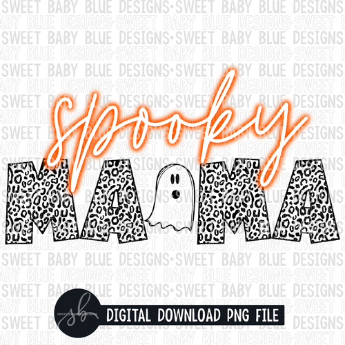 Spooky mama- Halloween- Neon- Leopard- 2022- PNG file- Digital Download