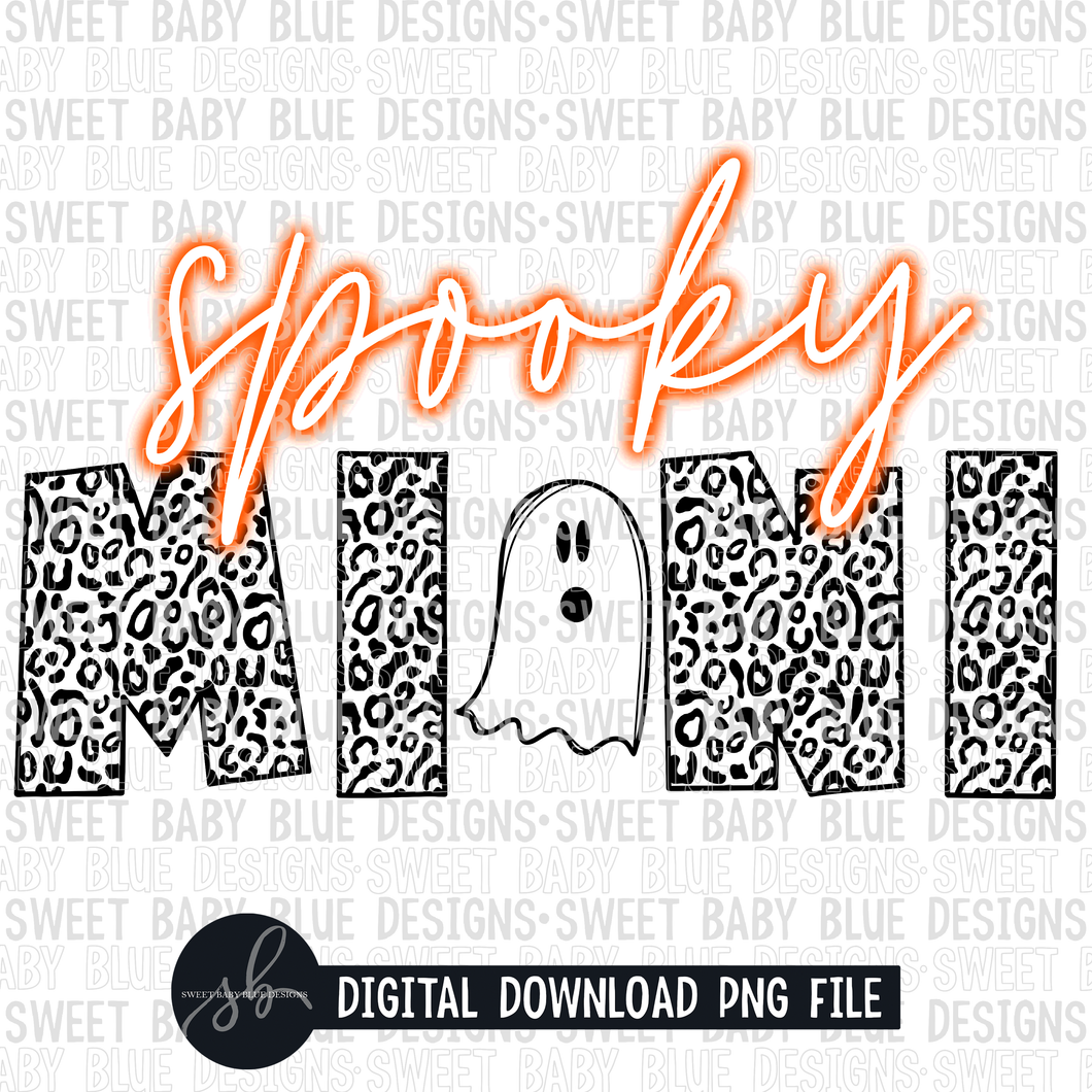 Spooky mini- Halloween- Neon- Leopard- 2022- PNG file- Digital Download