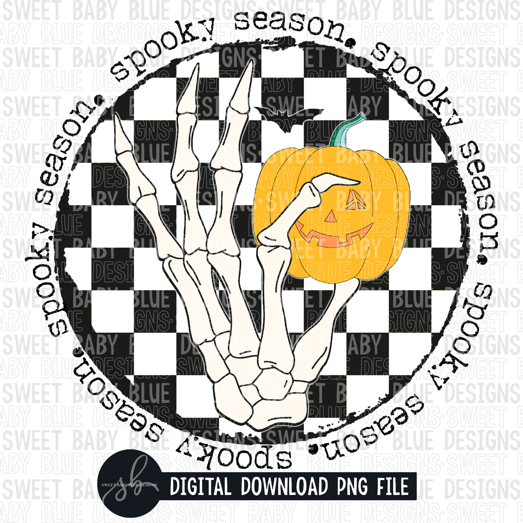 Spooky season- Checkered- Halloween- 2022 - PNG file- Digital Download