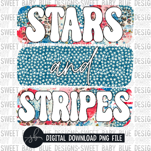 Stars and stripes- Summer- 4th of July- Brushstroke- 2022 - PNG file- Digital Download