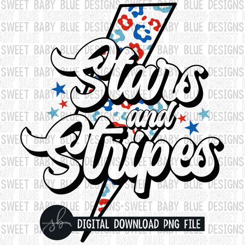 Stars and stripes- Bolt- 4th of July- Leopard- Color - 2022 - PNG file- Digital Download