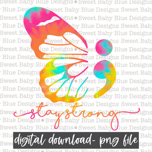 Stay strong- Mental health- Butterfly- Colorful - 2021 - PNG file- Digital Download