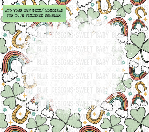 St. Patrick's Day rainbow- Bleach blank - 20 oz. skinny tumbler- 2023 -PNG file- Digital Download