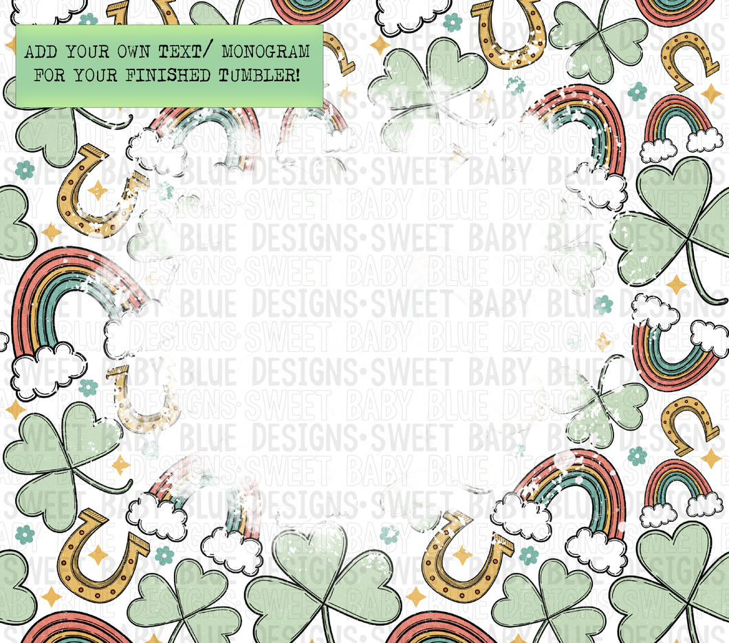 St. Patrick's Day rainbow- Bleach blank - 20 oz. skinny tumbler- 2023 -PNG file- Digital Download