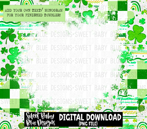 St. Patrick's Day- Bleach blank - 20 oz. skinny tumbler- 2023 -PNG file- Digital Download