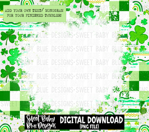 St. Patrick's Day- Bleach blank - 20 oz. skinny tumbler- 2023 -PNG file- Digital Download