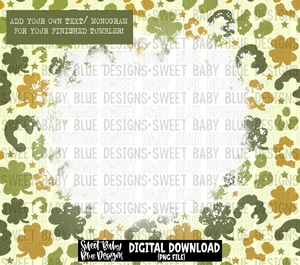 St. Patrick's Day- Clovers- Bleach blank- 20 oz. skinny tumbler- 2023 -PNG file- Digital Download