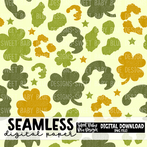 St Patrick's Day- Clovers - Seamless - Digital paper- 2023 - PNG file- Digital Download