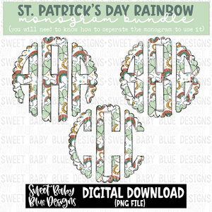 St. Patrick's Day rainbow - Monogram Bundle- 2023 - PNG file- Digital Download