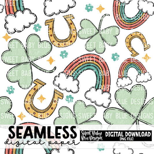 St Patrick's Day- Rainbow - Seamless - Digital paper- 2023 - PNG file- Digital Download