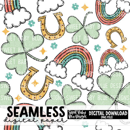 St Patrick's Day- Rainbow - Seamless - Digital paper- 2023 - PNG file- Digital Download