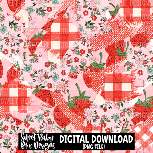 Strawberry brush - Digital paper- 2023 - PNG file- Digital Download