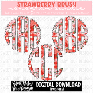 Strawberry brush- Monogram Bundle- 2023 - PNG file- Digital Download