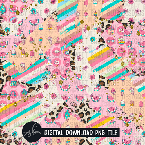 Summer- Brushstroke- Leopard- Digital paper - 2022 -PNG file- Digital Download