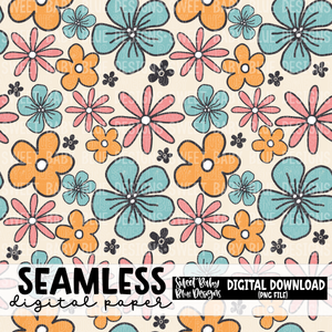 Summer floral - Seamless - Digital paper- 2023 - PNG file- Digital Download