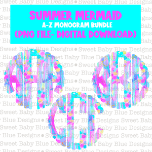 Summer Mermaid- Monogram Bundle- 2021- PNG file- Digital Download