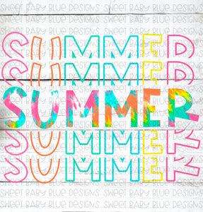Summer- Stacked- Tie-Dye- PNG file- Digital Download