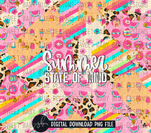 Summer state of mind- 20 oz. skinny tumbler- 2022 -PNG file- Digital Download