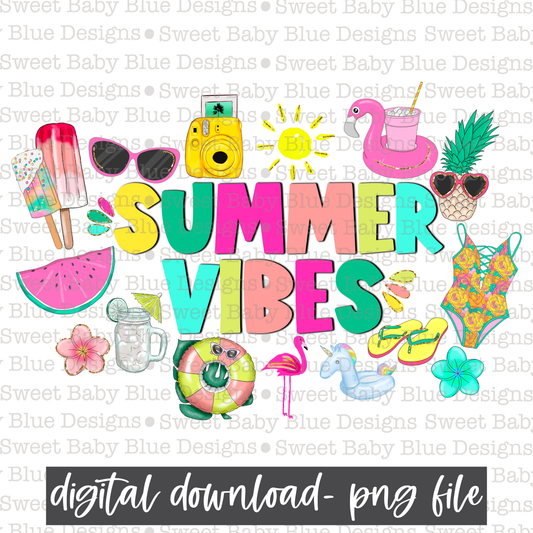 Summer vibes- Summer - PNG file- Digital Download