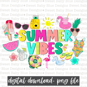 Summer vibes- Summer - PNG file- Digital Download