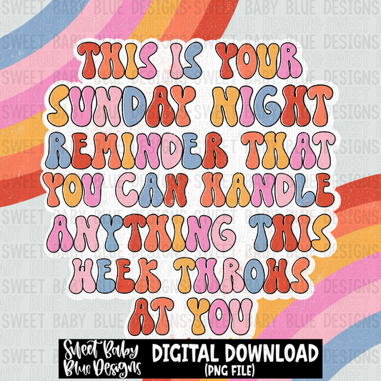 Sunday night reminder - Interactive post- 2023- PNG file- Digital Download