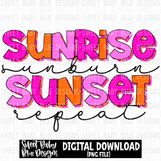 Sunrise sunburn sunset repeat- Leopard- Summer - 2023 - PNG file- Digital Download