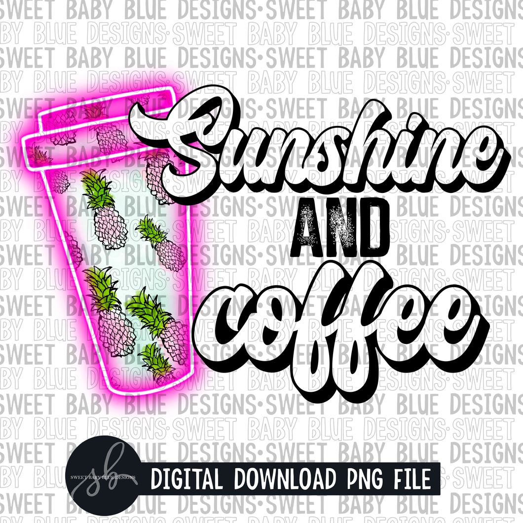 Sunshine and coffee- Neon coffee- 2022 - PNG file- Digital Download