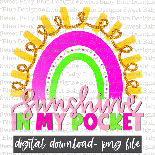 Sunshine in my pocket- Summer-  PNG file- Digital Download