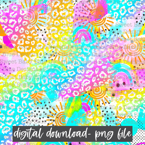 Sunshine- Colorful- Rainbow- Leopard- 2021- Digital Paper- PNG file- Digital Download
