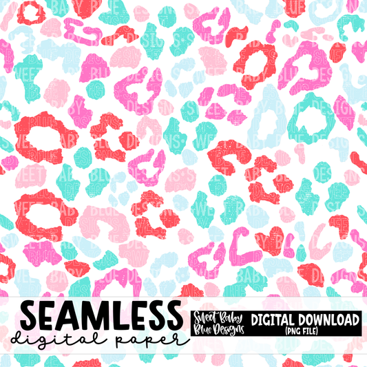 Sweet leopard- Seamless- Digital paper- 2023 - PNG file- Digital Download