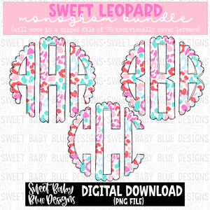 Sweet leopard - Monogram Bundle- 2023 - PNG file- Digital Download
