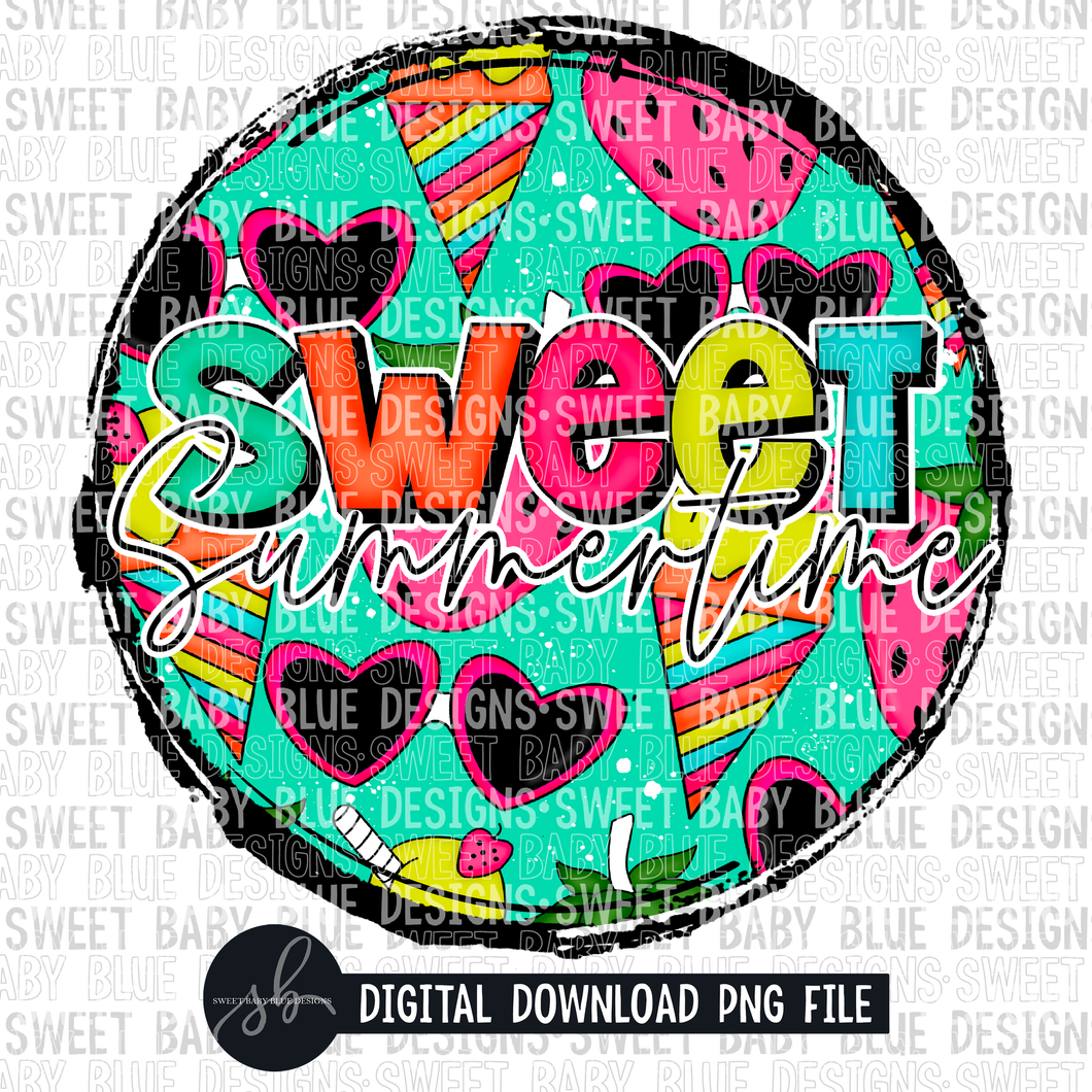 Sweet summertime- Colorful circle- Summer- 2022- PNG file- Digital Download