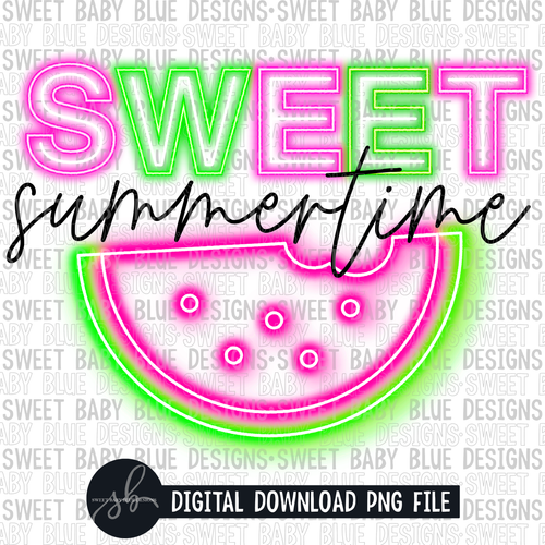 Sweet summertime- Watermelon- Summer- Neon- 2022 - PNG file- Digital Download