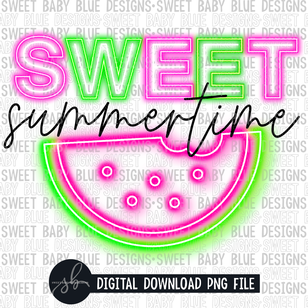 Sweet summertime- Watermelon- Summer- Neon- 2022 - PNG file- Digital Download